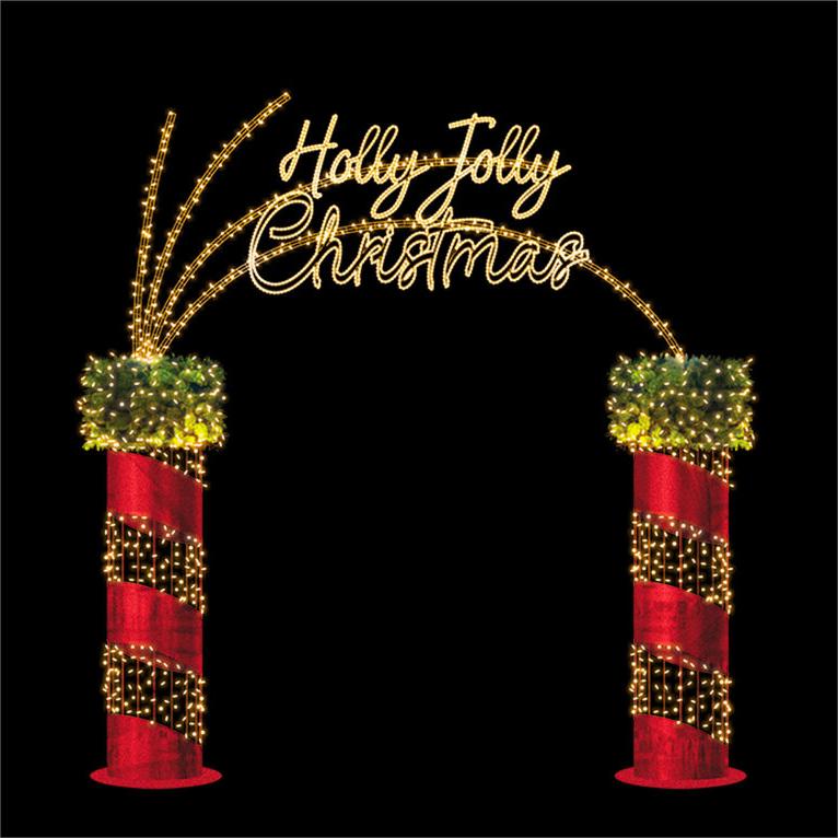 Oversized LED Walk-Through Archway - Holly Jolly Christmas