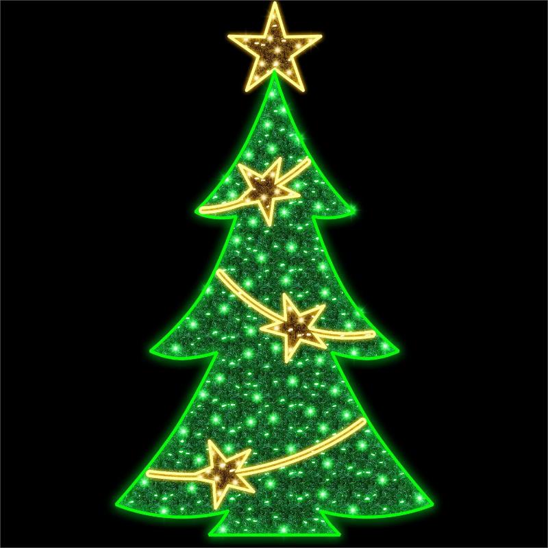 Giant Pre-Lit LED Tree with Stars 2D Wire Frame Decor