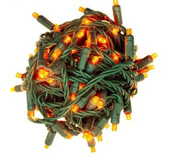 LED Mini Lights 4" Spacing ORANGE 70 Lights (CASE PACK: QTY 24)