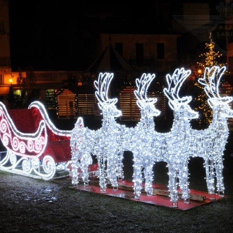 Large LED Reindeer Sleigh