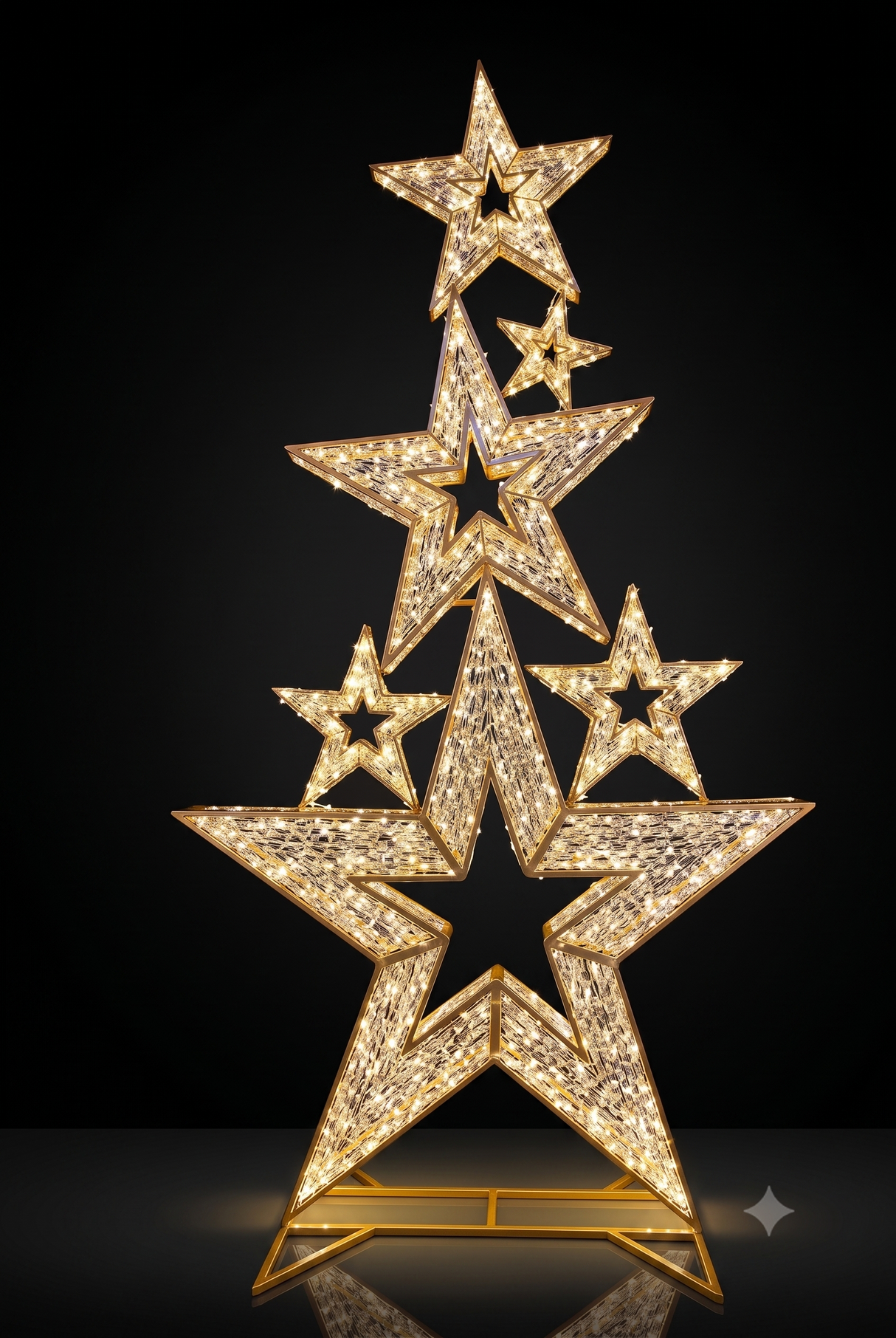 Giant Pre-Lit LED Stacked Star Display