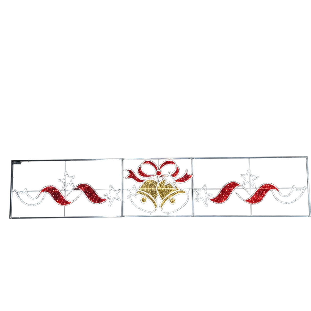 Giant Pre-Lit LED Ribbon Bell Overhang 2D Wire Frame Decor