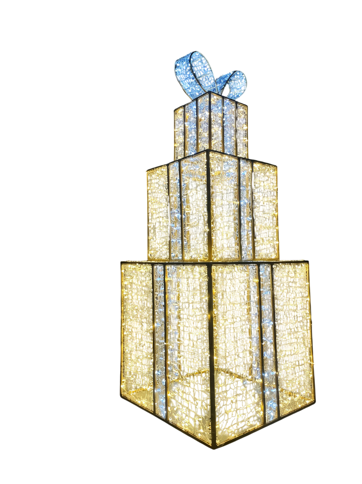 Giant Pre-Lit LED Stacked Gift Boxes - Warm White & Cool White