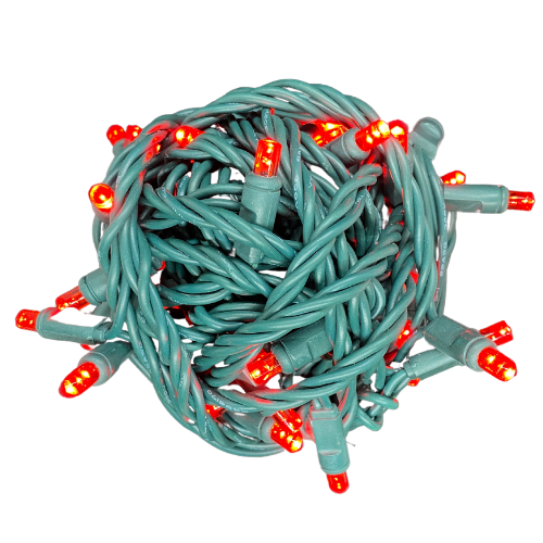 LED Mini Lights 4" Spacing RED & PURE WHITE 70 Lights (CASE PACK: QTY 24)