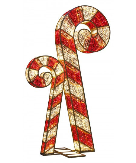 Large Pre-Lit LED Candy Canes - Warm White & Red