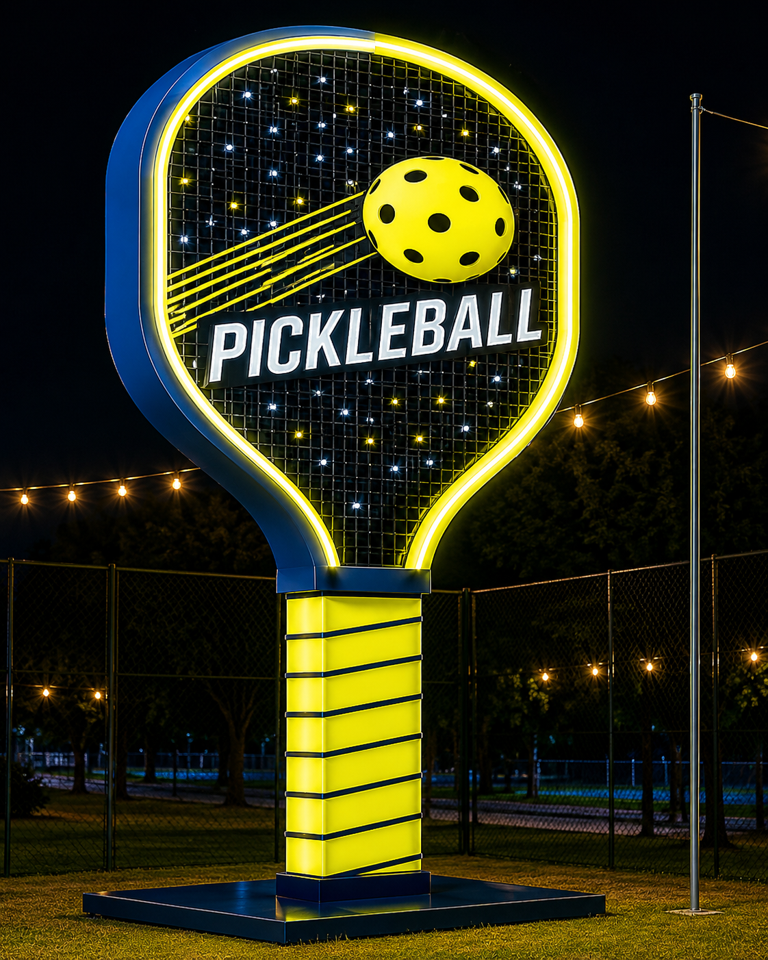 Giant Pre-Lit LED Pickleball Paddle Display