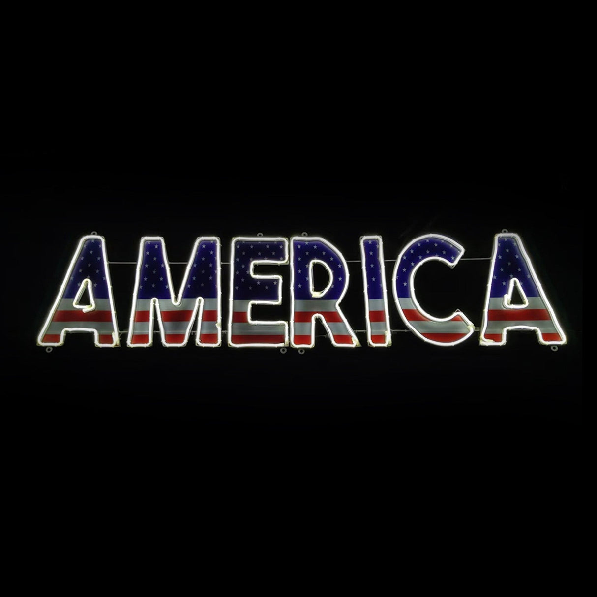 Giant Pre-Lit LED America Patriotic Sign 2D Wire Frame Decor