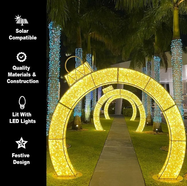 Giant LED 14Ft Walk Through Ornament Arch - Solar Compatible