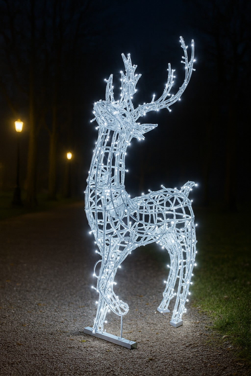 Giant Pre-Lit LED Twinkle Reindeer Pure White