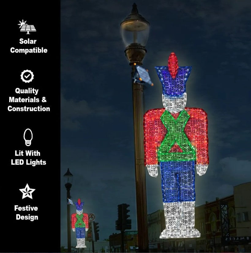 Giant LED 2D Toy Soldier Pole Decor - Solar Compatible