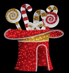 Giant Pre-Lit LED Walk-Through Candy Top Hat