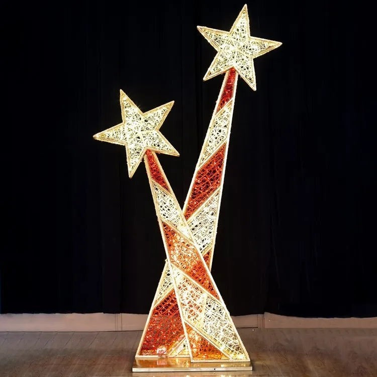 Pre-Lit LED Shooting Striped Stars 2D Wire Frame Decor
