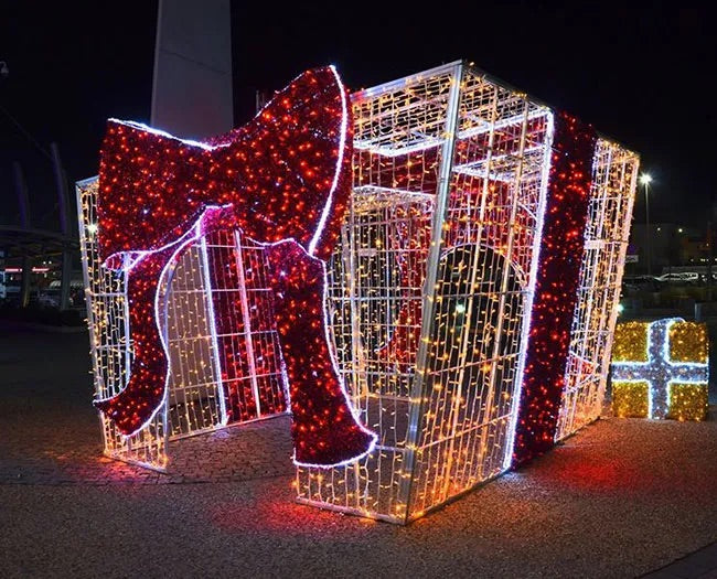 Large Lighted LED Walk Through Holiday Gift Box