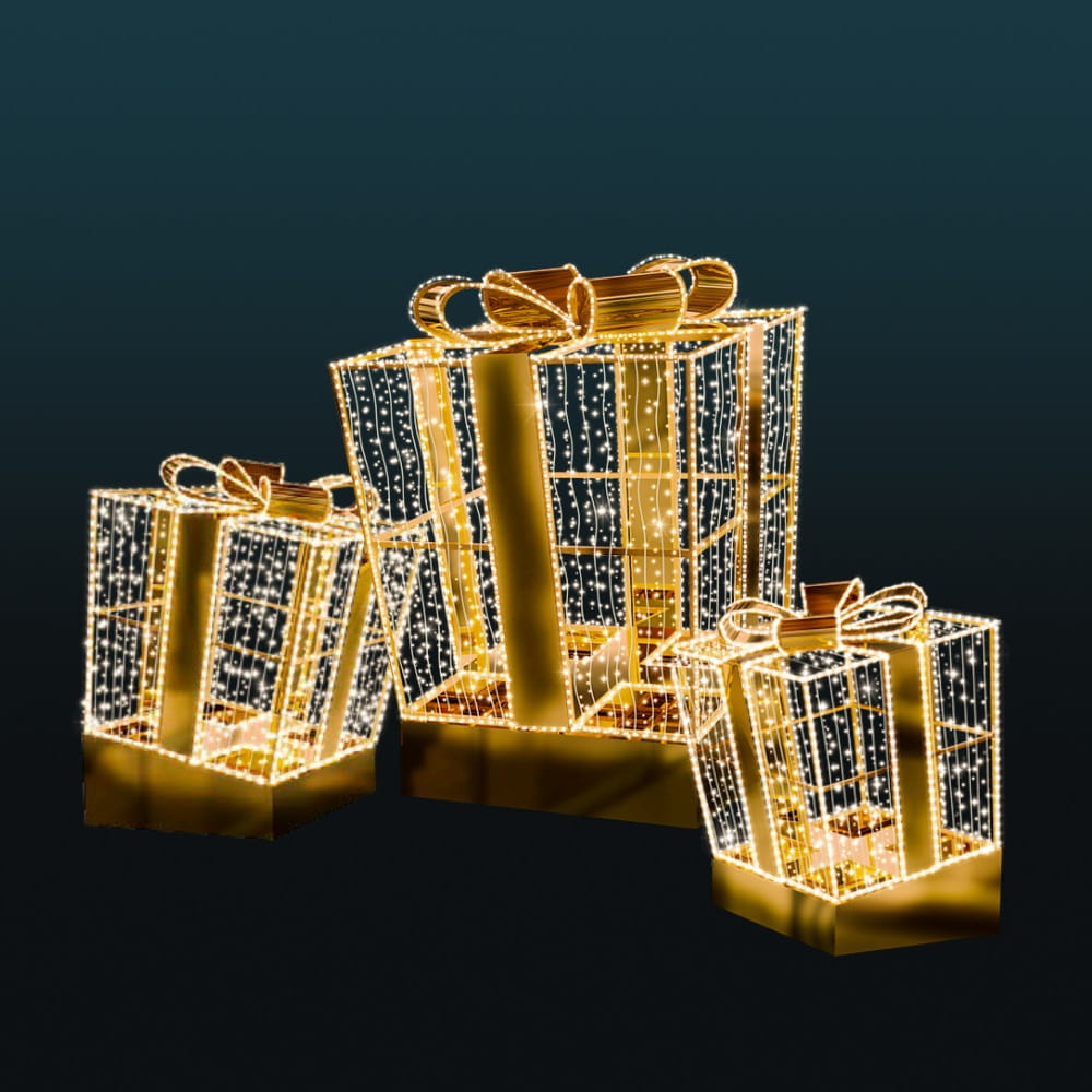 Giant Pre-Lit LED Gift Box Trio
