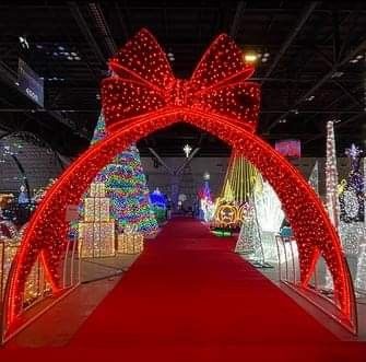 Oversized Pre-Lit LED Walk-Through Red Bow