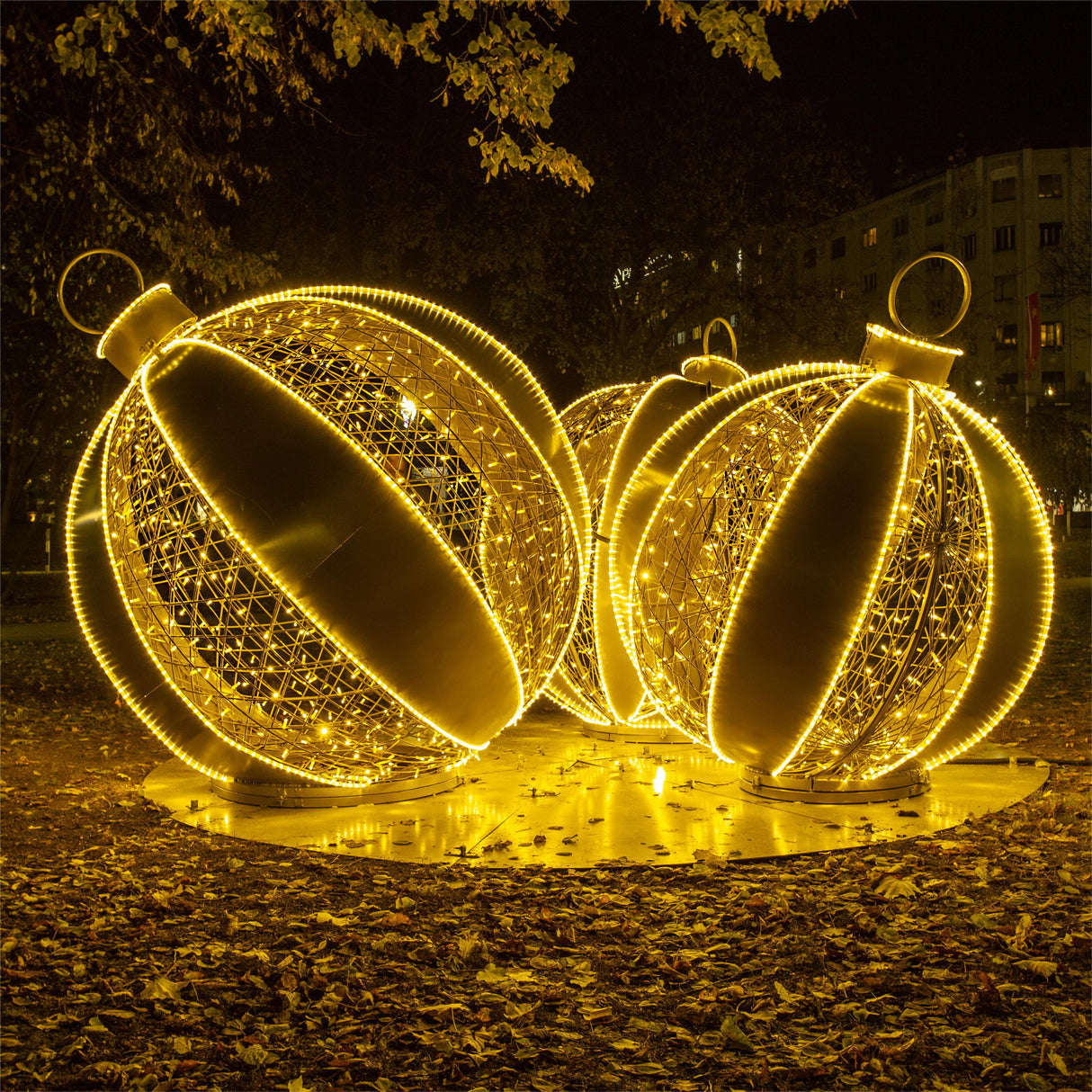 Giant Pre-Lit LED Ornament Trio