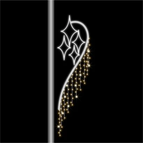 Giant Pre-Lit LED Sparkling Star Pole Mount 2D Wire Frame Decor