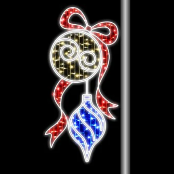 Giant Pre-Lit LED Ornaments Pole Mount 2D Wire Frame Decor