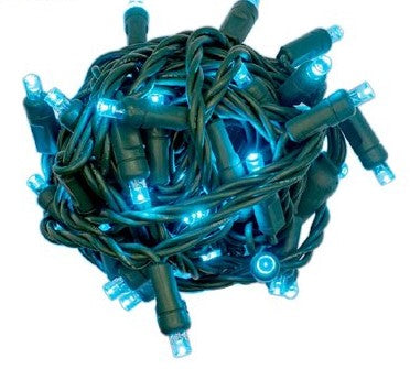 LED Mini Lights 4" Spacing TEAL 70 Lights (CASE PACK: QTY 24)