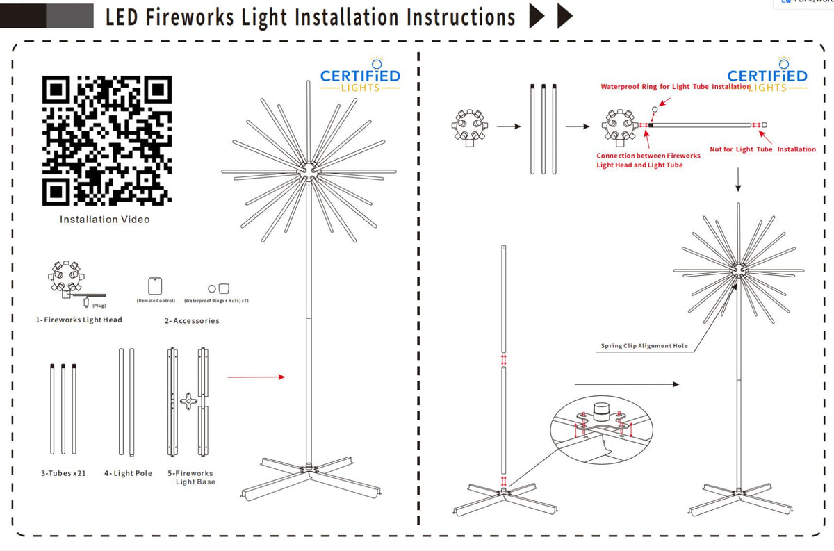 Giant Pre-Lit LED Fireworks RGB
