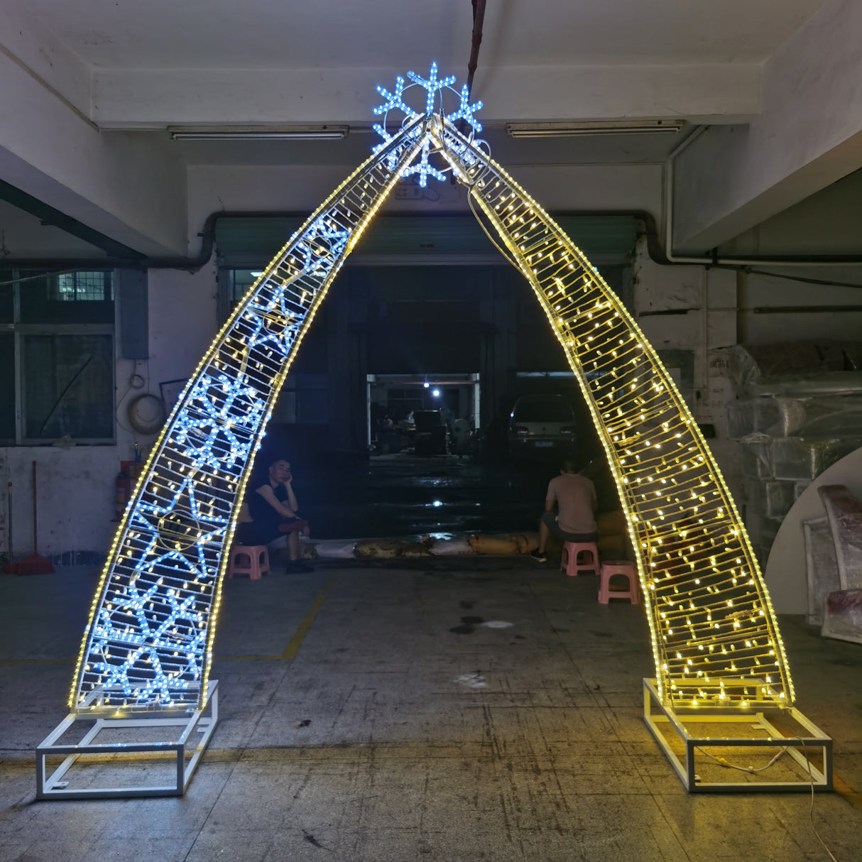 Oversized Lighted Walk-Through Snowflake Archway