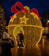 Giant Walk-Through LED Bell Display – Red & Warm White