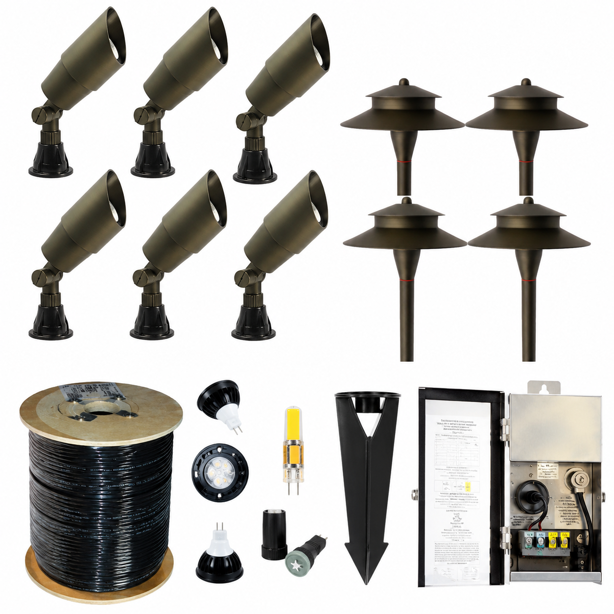 LED Landscape Spotlight & Path Lighting Kit - 6 Spotlight, 4 Path Light Set