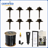 LED Landscape Path Light Kit - 8 Pro Path Light Fixture Set w/ Low Voltage Transformer