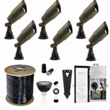 LED Landscape Spotlight Kit - 6 Spotlight Set w/ Low Voltage Transformer