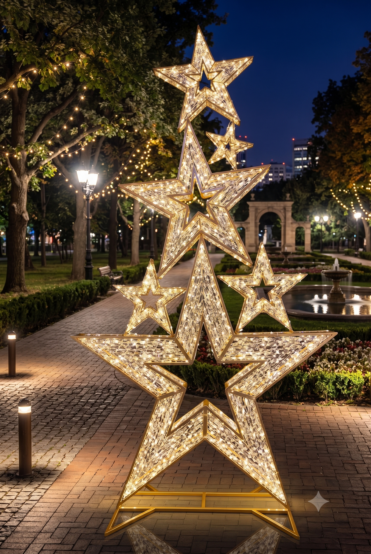 Giant Pre-Lit LED Stacked Star Display