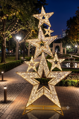 Giant Pre-Lit LED Stacked Star Display