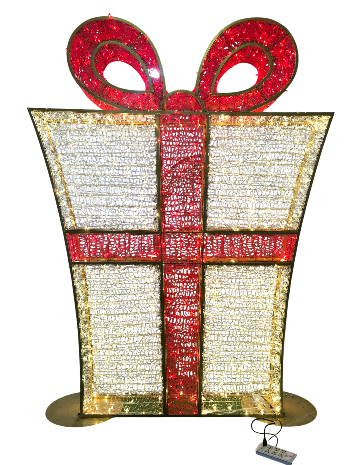 Giant Pre-Lit LED Diego Gift Box Present - Warm White & Red