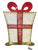Giant Pre-Lit LED Diego Gift Box Present - Warm White & Red