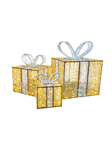 Giant Pre-Lit LED Gift Boxes (3) - Warm White & Cool White