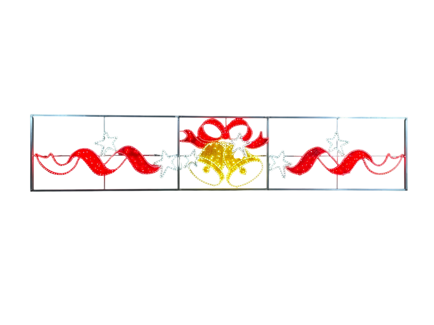 Giant Pre-Lit LED Ribbon Bell Overhang 2D Wire Frame Decor