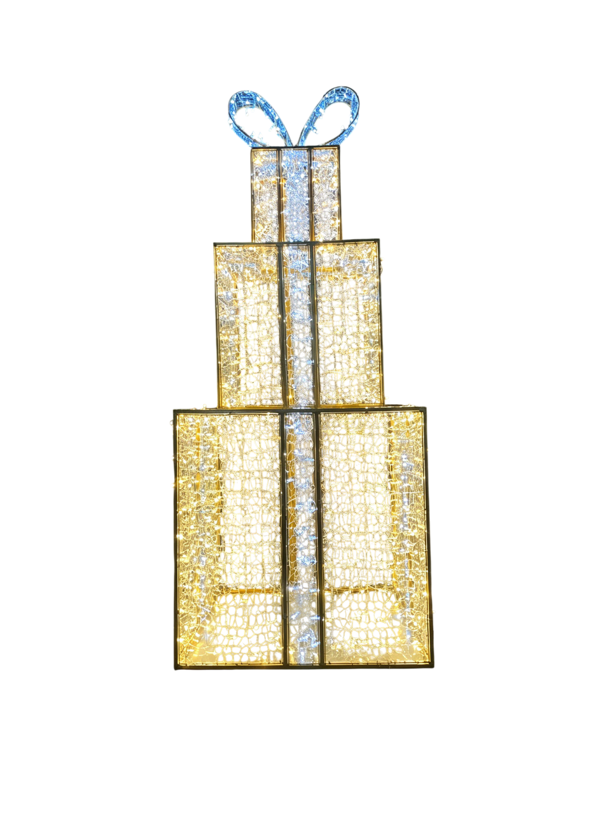 Giant Pre-Lit LED Stacked Gift Boxes - Warm White & Cool White
