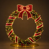 Giant Pre-Lit LED Wreath with Ribbon