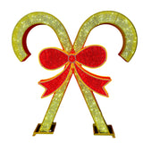 Giant Pre-Lit LED Candy Canes with Bow - Warm White & Red