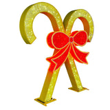 Giant Pre-Lit LED Candy Canes with Bow - Warm White & Red