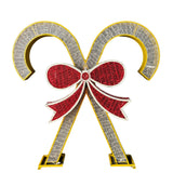 Giant Pre-Lit LED Candy Canes with Bow - Warm White & Red