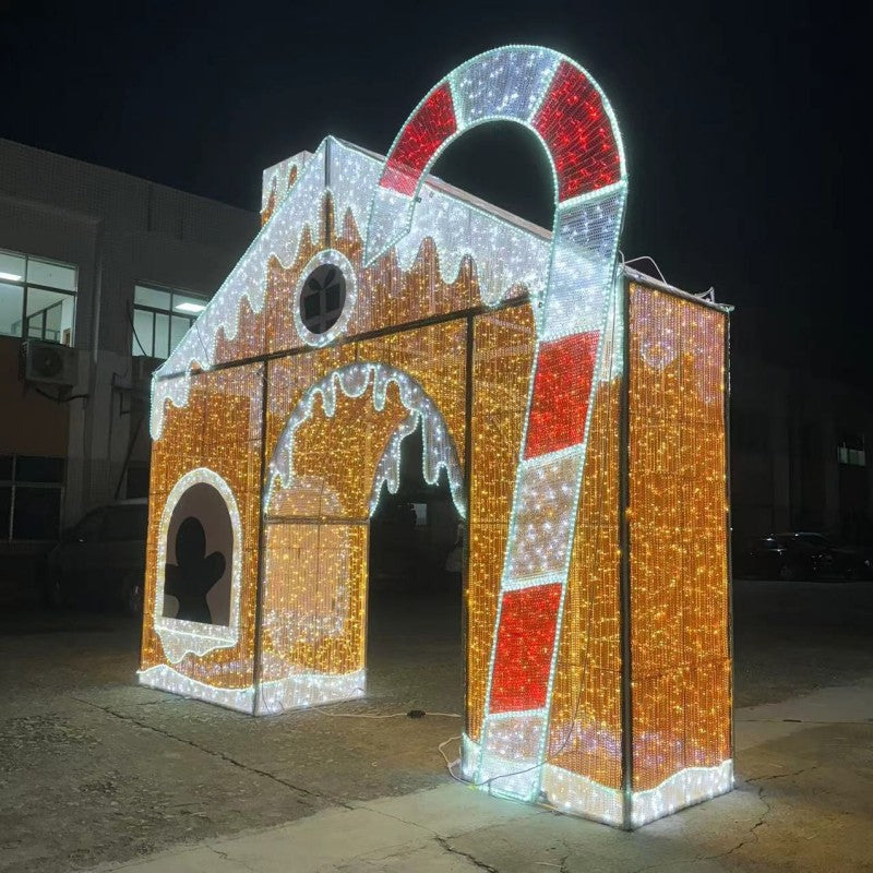 Giant Pre-Lit LED Walk-Through Gingerbread House