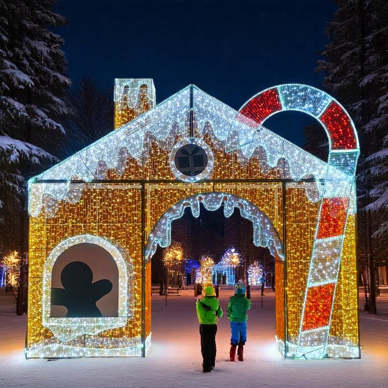 Giant Pre-Lit LED Walk-Through Gingerbread House