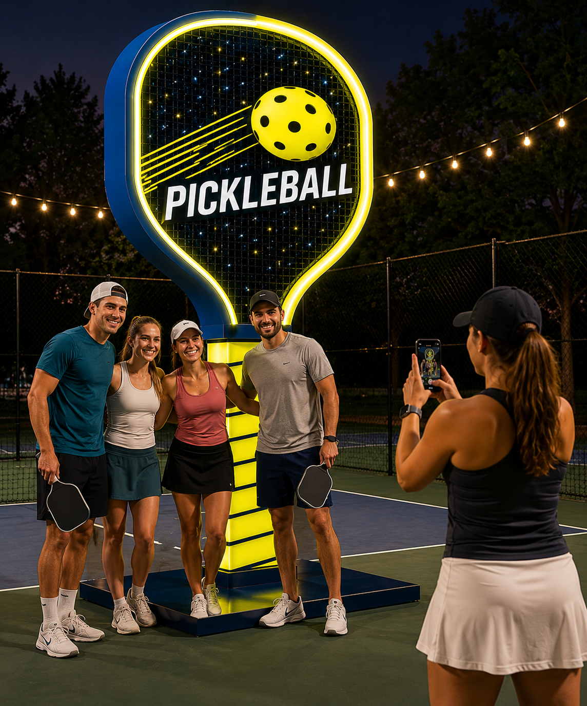 Giant Pre-Lit LED Pickleball Paddle Display