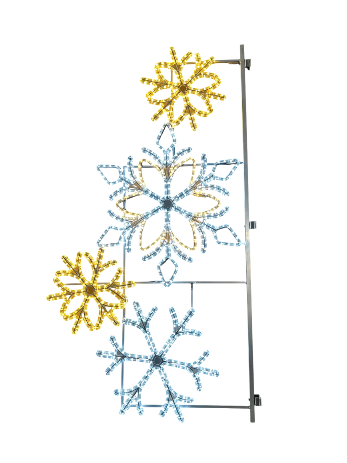 White Snowflakes Mount Pole 2D Wire Frame Decor
