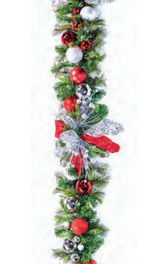 Pre-Decorated Christmas Garland - Fully Decorated