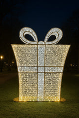 Giant Pre-Lit LED Diego Gift Box Present - Warm White & Pure White