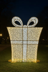 Giant Pre-Lit LED Diego Gift Box Present - Warm White & Pure White