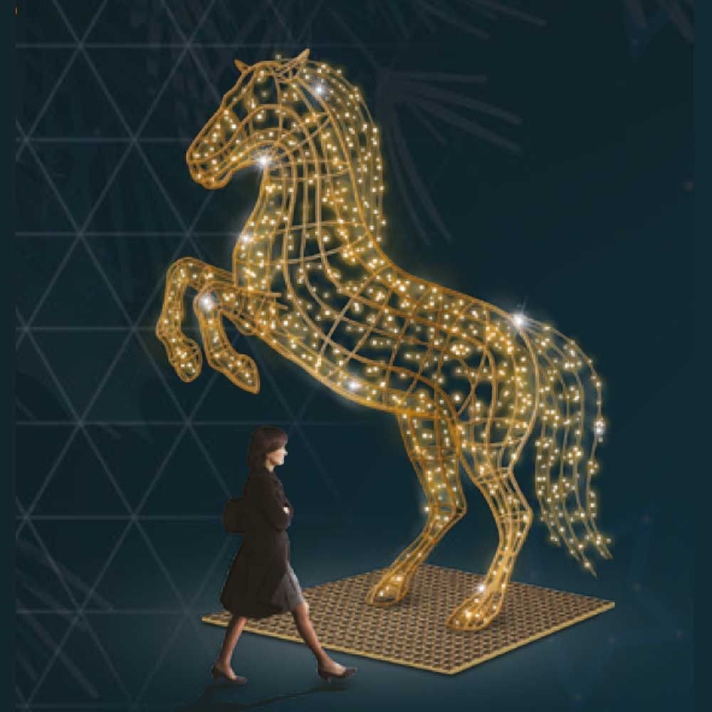 Giant Pre-Lit LED Rearing Horse
