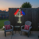 Giant Pre-Lit LED Happy 4th Sign  2D Wire Frame Decor