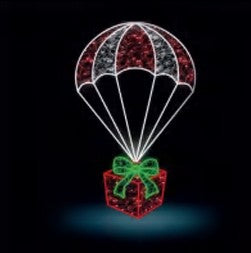 Pre-Lit LED Parachute Gift Box 2D Wire Frame Decor